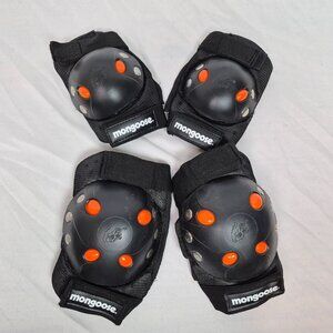 Mongoose Kids Skate Bicycle Knee & Elbow Pads Sz YM w/Net Bag EXCELLENT!!!